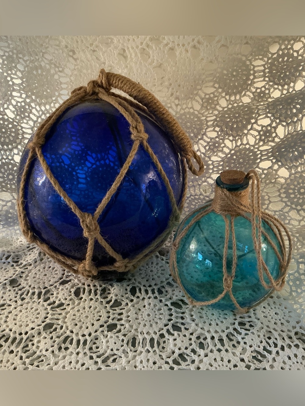 Nautical Glass with Rope Buoys